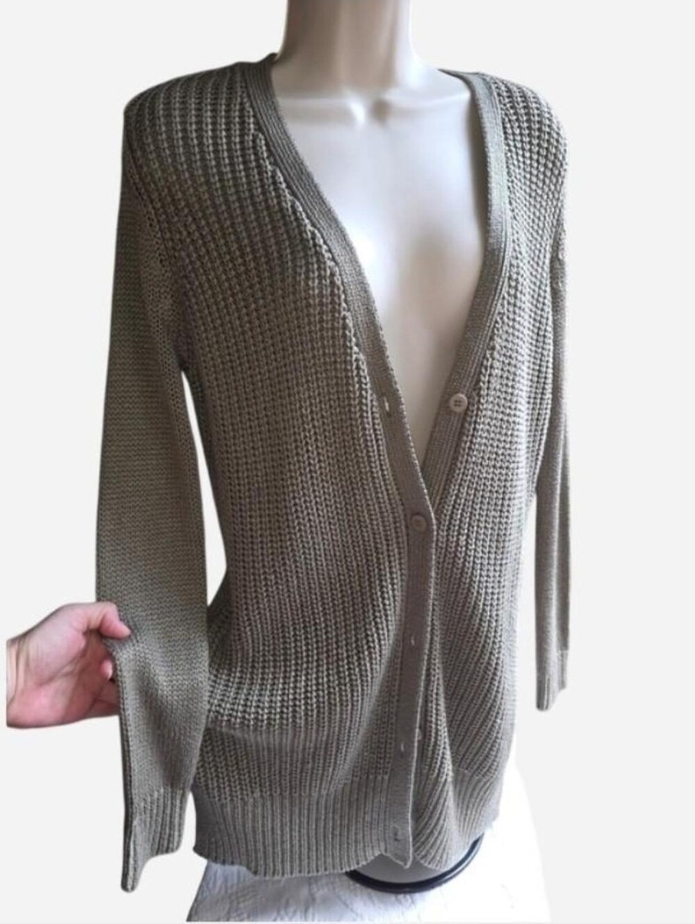 RDI Olive Knit Button-Front Cardigan